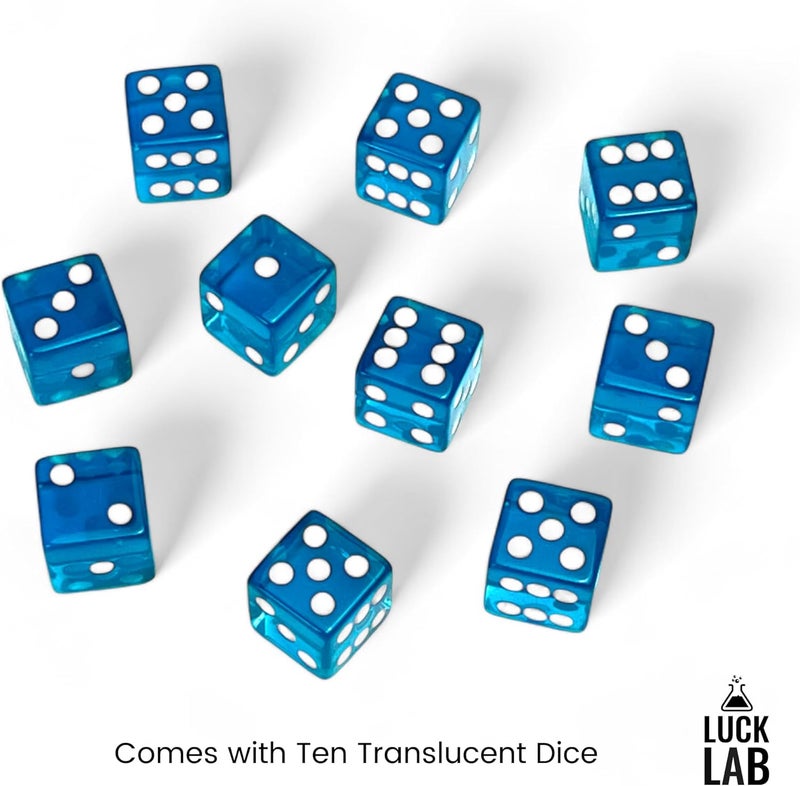 Luck Lab 10 Piece 19 mm Dice Pack - Acrylic and Translucent D6 Dice, Square w/Rounded Edge for Casino, Craps, RPG MTG DND Dice Table Games and Board Games (Light Blue) - Image 3
